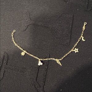 Gold Charm Bracelet with Star and Moon